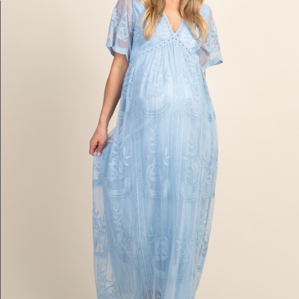 Brand new maternity maxi dress - L blue